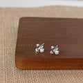 Silver Plated Copper Flower Petal Stud Earrings Minimalist Mini Everyday Jewelry
