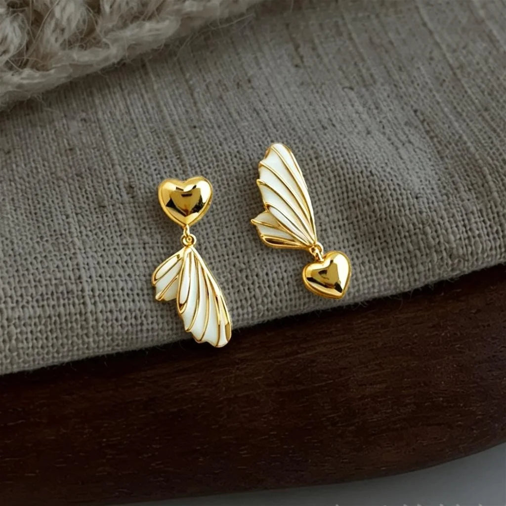 Eco-Friendly Copper Asymmetric Fishtail Heart Geometric Vacation Style Drop Earrings