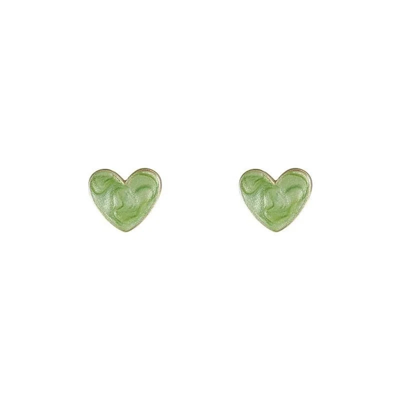 Sweet Floral Heart Fruit Enamel Copper Drop Earrings With Silver Plated Posts