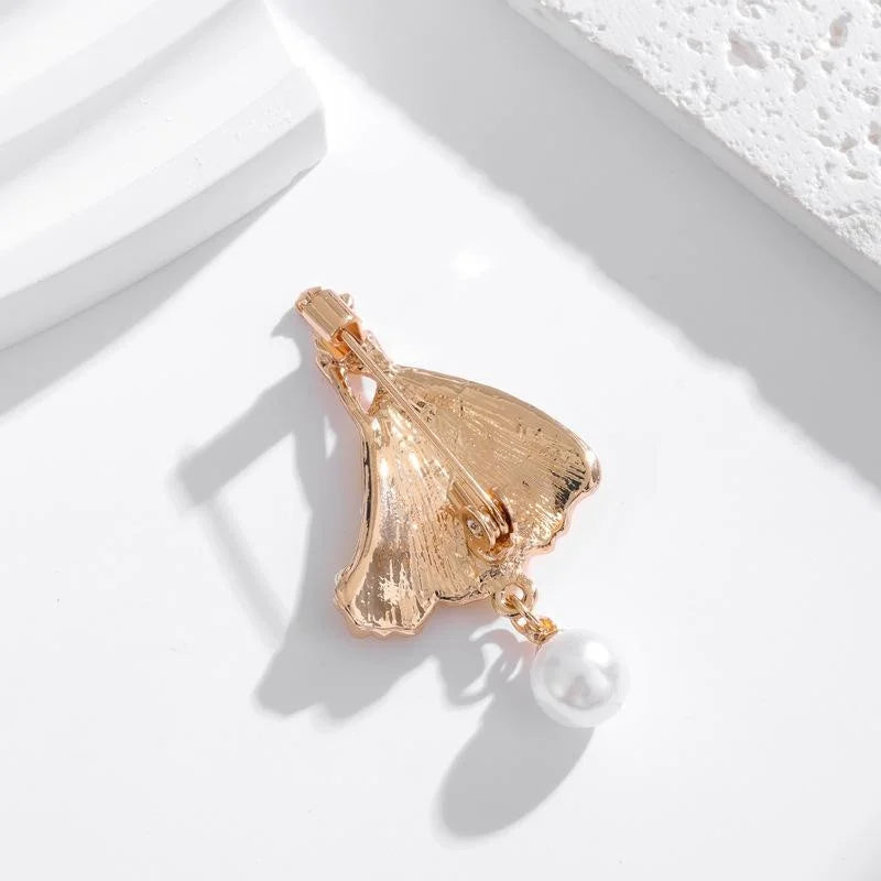 Elegant Ballet Dancer Girl Enamel Alloy Brooch With Faux Pearls, Luxury Lapel Pin Corsage Gift