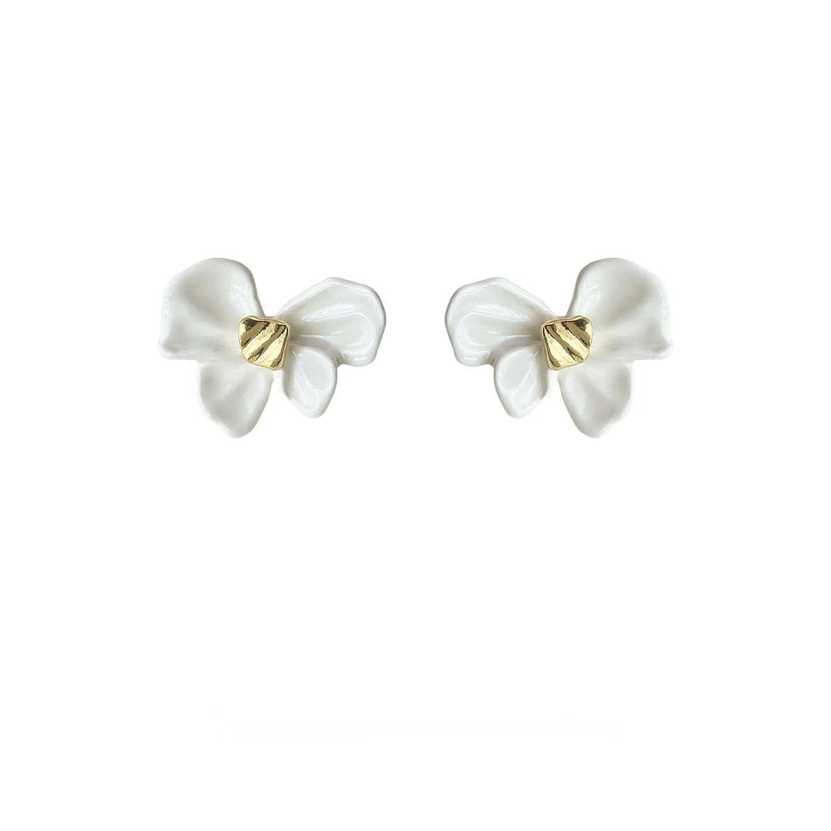 Summer Sweet Elegant Enamel Alloy Bow Iris Flower Stud Earrings