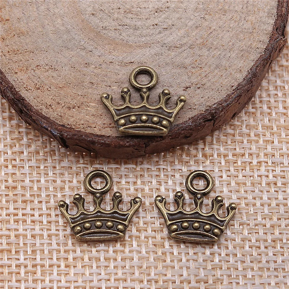 13x14mm 0.8g Multicolor Zinc Alloy Crown Charm Pendant for DIY Necklace Bracelet Jewelry Making