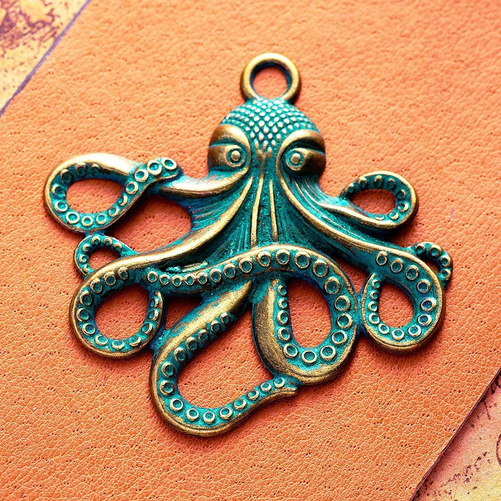 57x56MM Antique Silver Zinc Alloy Fish Octopus Charm Pendant for DIY Necklace Bracelet Jewelry Making