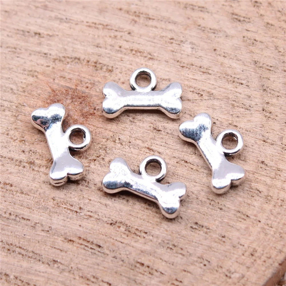 10x7mm 0.4g Multicolor Zinc Alloy Dog Bone Charm Pendant for DIY Pet Theme Bracelet Jewelry Making