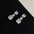 Light Luxury Micro Pave Zircon Square Geometric Long Tassel Eco Copper Stud Earrings
