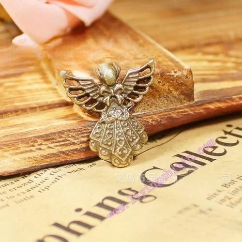 Antique Silver Zinc Alloy Angel Bow Charm Pendant for DIY Necklace Bracelet Jewelry Making — 26×23mm