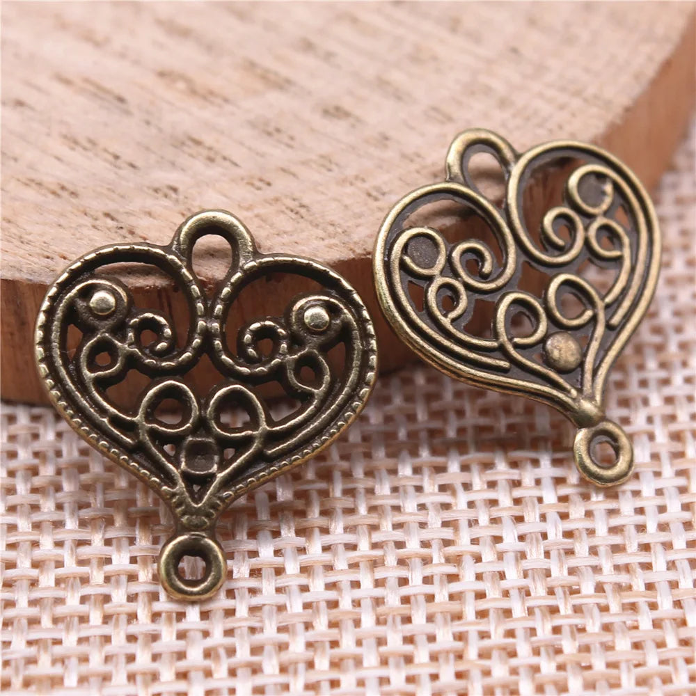 20x17mm 1.1g Multicolor Zinc Alloy Heart Connector Charm for DIY Bracelet Necklace Jewelry Making