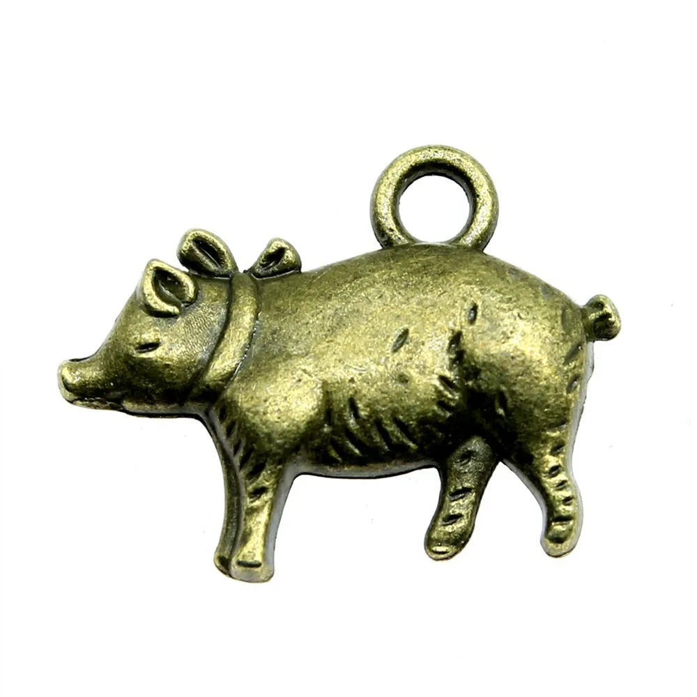 21x16mm 2.7g Multicolor Zinc Alloy Cute Pig Charm Pendant for DIY Necklace Bracelet Jewelry Making