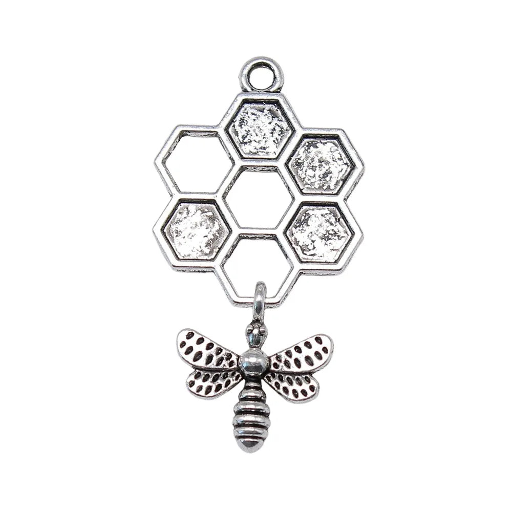 46x25mm 4g Multicolor Zinc Alloy Honeycomb Bee Charm Pendant for DIY Necklace Bracelet Jewelry Making