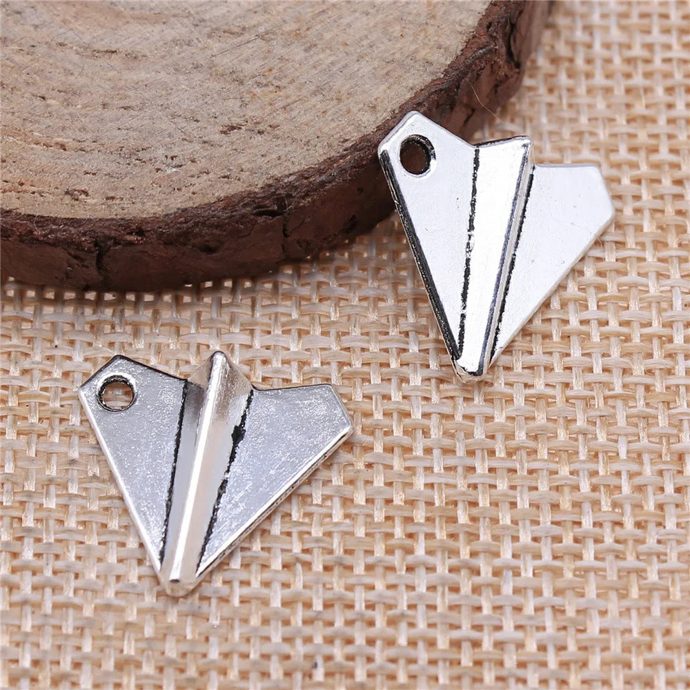 18x17mm 1.7g Multicolor Zinc Alloy Paper Airplane Charm Pendant for DIY Travel Jewelry Making