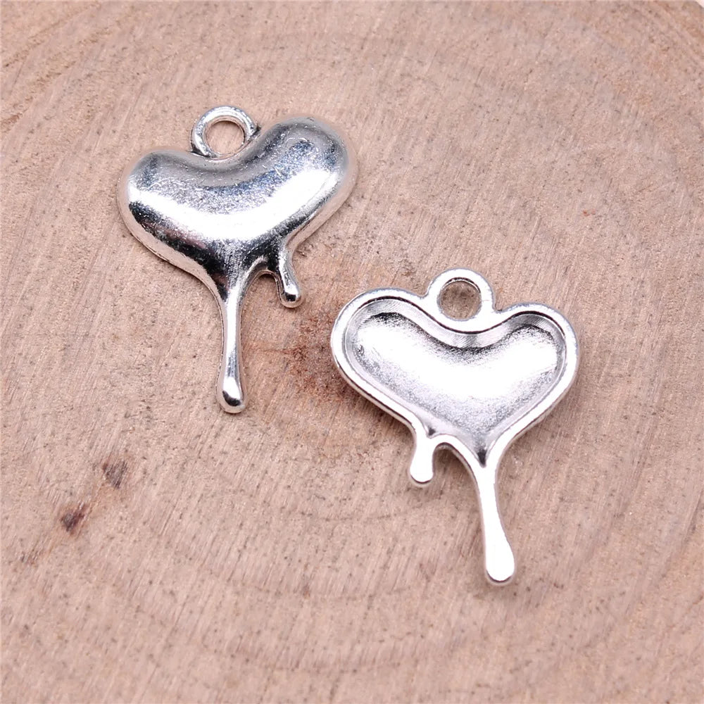 20x15mm 1.1g Antique Silver Zinc Alloy Melting Heart Charm Pendant for DIY Necklace Bracelet Making