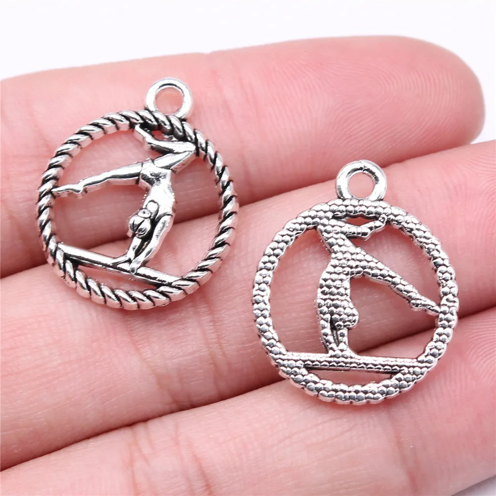 24x20mm 2.41g Multicolor Zinc Alloy Gymnastics Charm Pendant for DIY Sports Necklace Bracelet Making