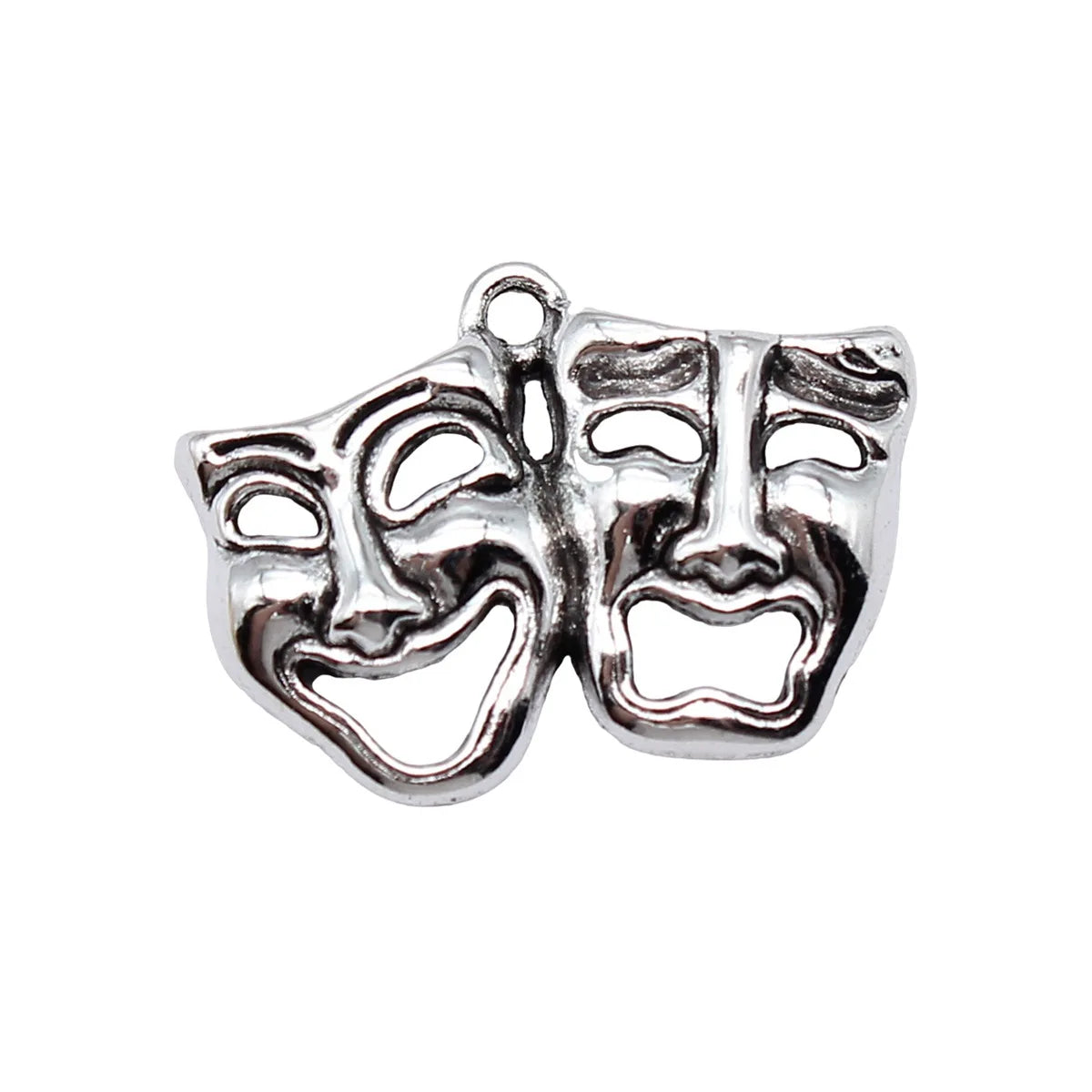 25x18mm 1.8g Antique Silver Zinc Alloy Theater Comedy Tragedy Face Charm Pendant for DIY Jewelry