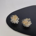 Transparent 3D Resin Flower Stud Earrings With Gold Foil Fresh Spring Summer Jewelry