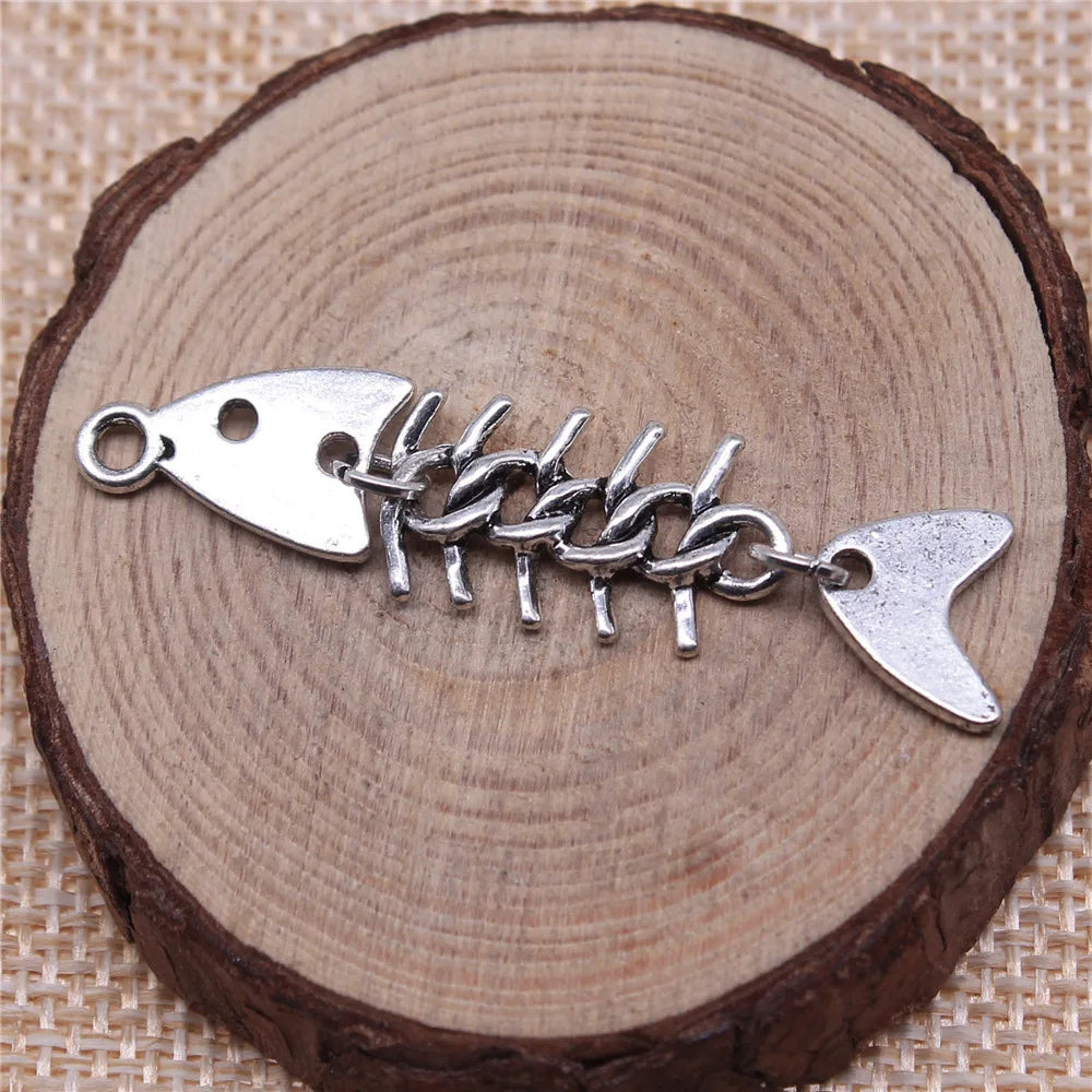 46x11mm 2.7g Multicolor zinc alloy Fish Bone charm pendant for necklace bracelet DIY jewelry making