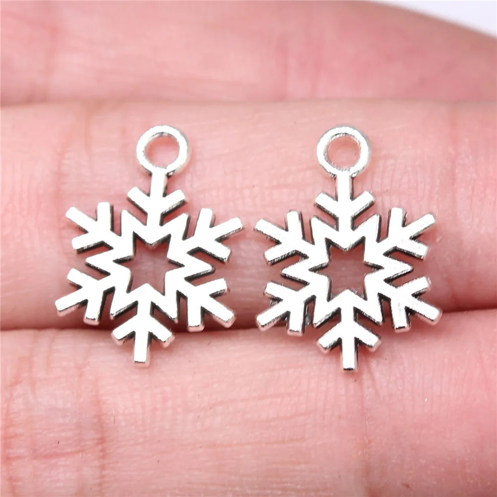 19x14mm 0.7g Antique Silver Zinc Alloy Snowflake Charm Pendant for DIY Christmas Jewelry Making
