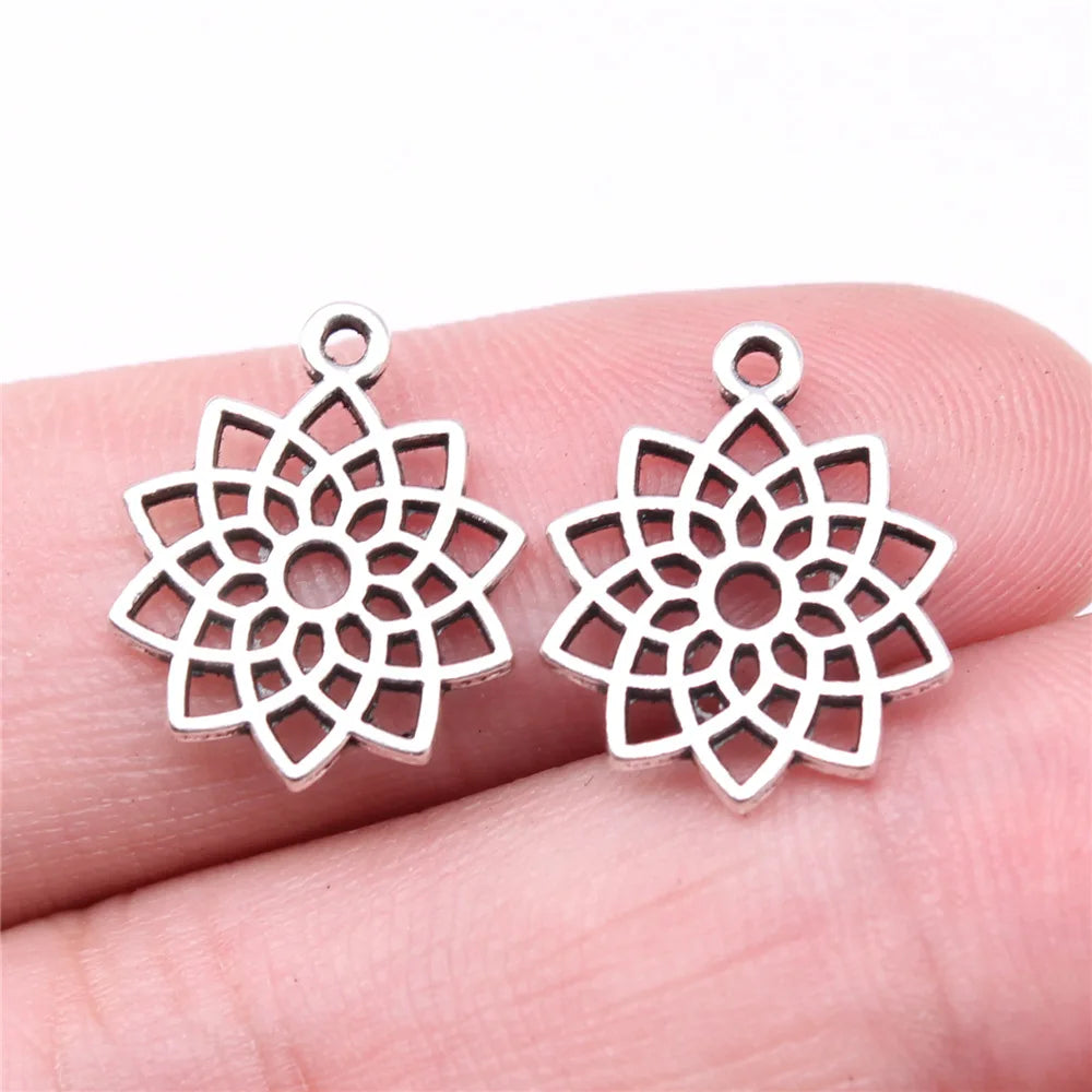 17x15mm 0.8g Antique Silver Zinc Alloy Chakra Geometric Charm Pendant for DIY Bracelet Making