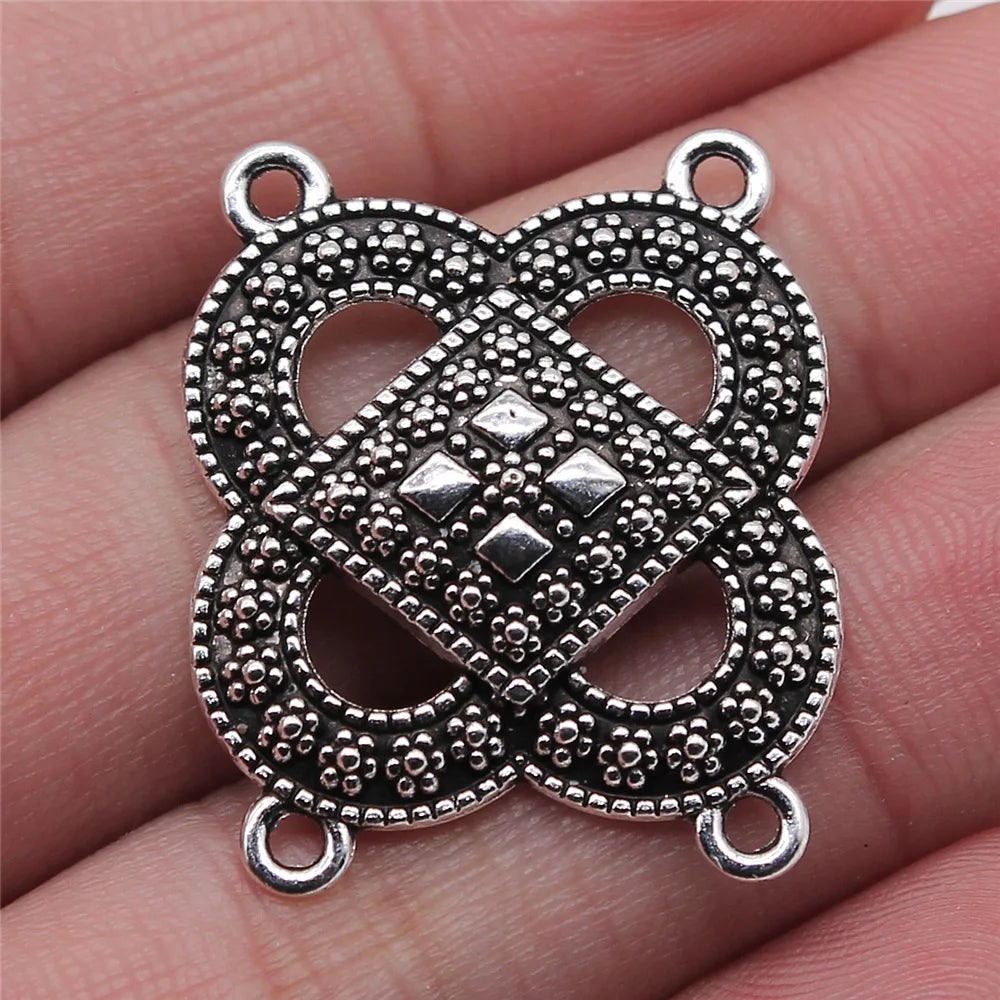 26x31mm 2.7g Antique Silver Zinc Alloy Four Hole Body Chain Connector Charm for DIY Body Jewelry