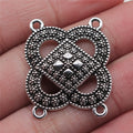 26x31mm 2.7g Antique Silver Zinc Alloy Four Hole Body Chain Connector Charm for DIY Body Jewelry