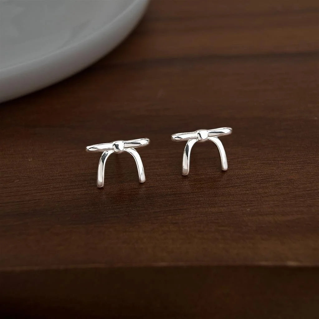Eco-Friendly Copper Bow Knot Stud Earrings Minimalist Ballet Style Versatile Daily Jewelry