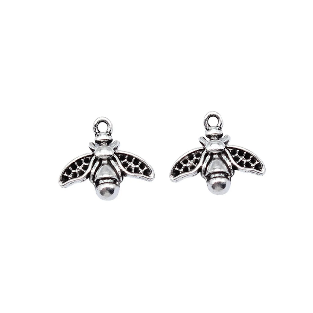 14x16mm 0.7g Antique Silver Zinc Alloy Bee Charm Pendant for DIY Necklace Bracelet Jewelry Making