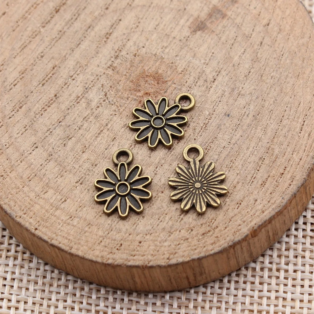 13x9.6mm 0.33g Multi Color Zinc Alloy Small Flower Charm Pendant for DIY Necklace Bracelet Jewelry