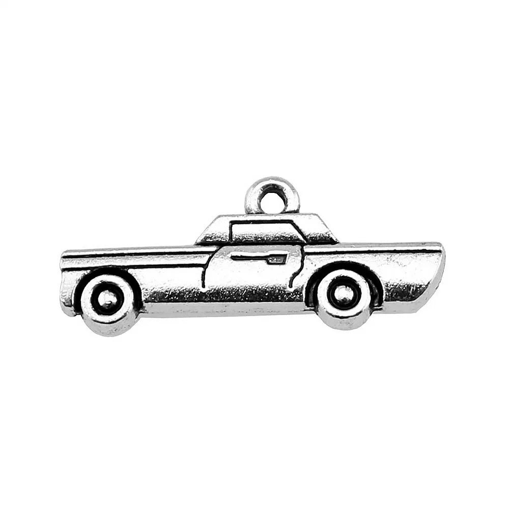 27mm 1.4g Antique Silver Zinc Alloy Sedan Car Charm Pendant for DIY Necklace Bracelet Jewelry