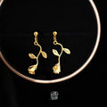 French Vintage 14K Rose Gold Plated Alloy Rose Flower Drop Earrings for Women