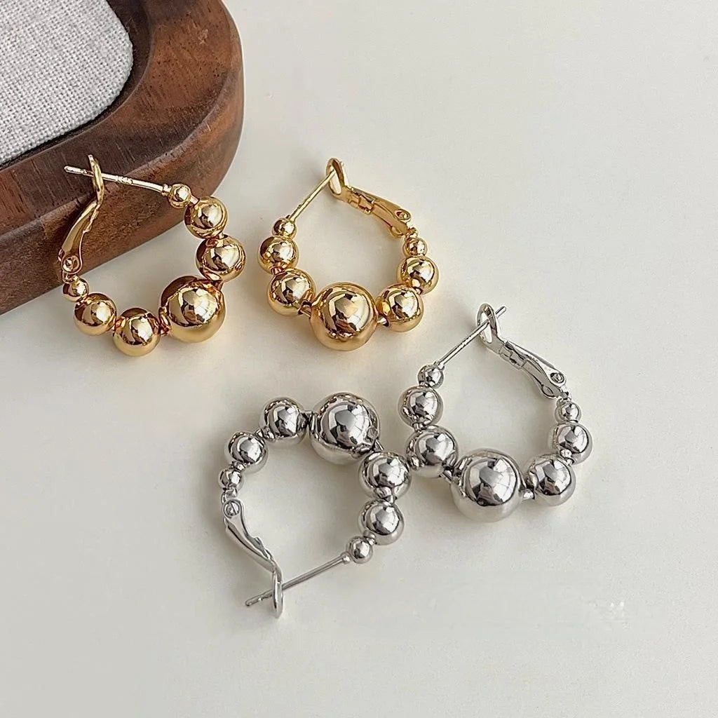 Designer 14K Plated Copper Geometric Hoop Earrings, High-End Fashion Jewelry