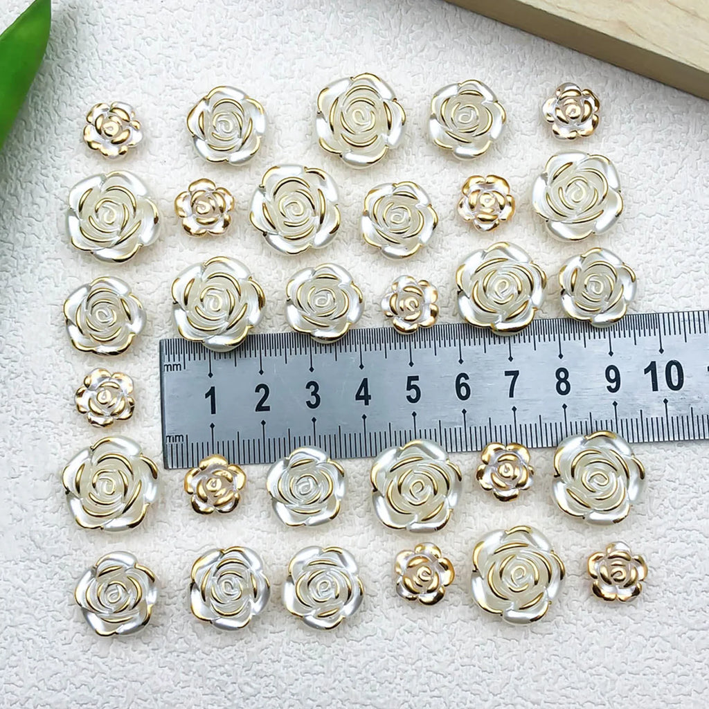 Acrylic Pearl Camellia Rose Flower Loose Beads for DIY Earrings Jewelry Accessories