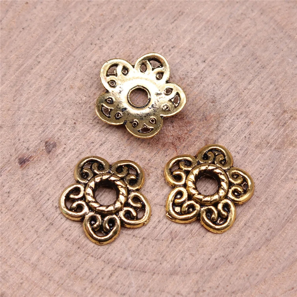11x11x3mm 0.5g Multicolor Zinc Alloy Flower Bead Cap Jewelry Findings for DIY Bracelet Necklace Making