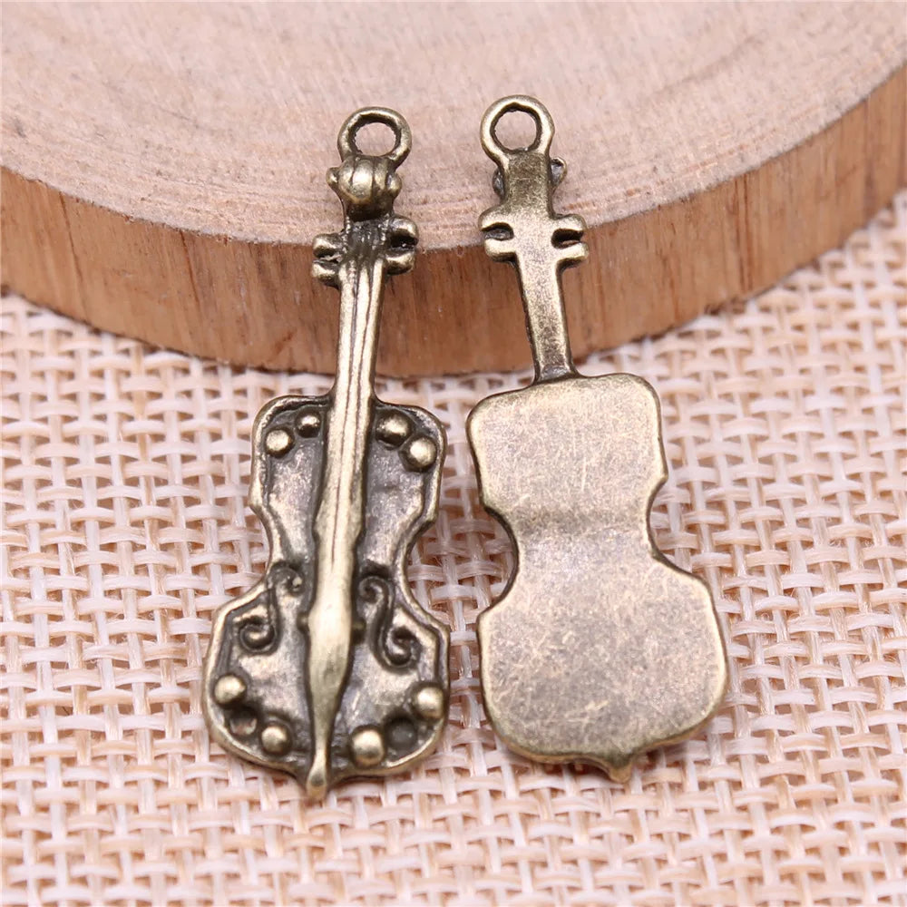32x11mm 2.6g Multicolor Zinc Alloy Cello Charm Pendant for Music Theme DIY Jewelry Making