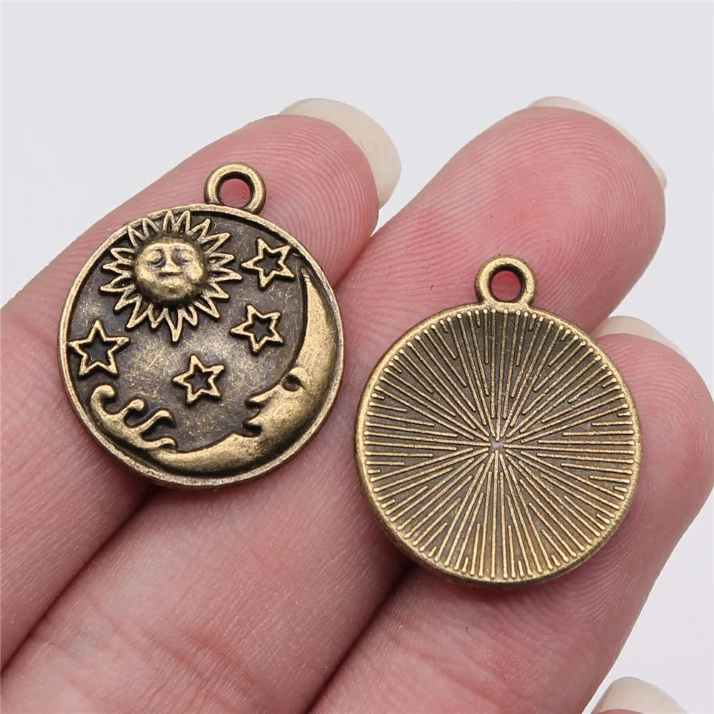 23x20mm 2.4g Multicolor Zinc Alloy Sun Star Moon Charm Pendant for DIY Necklace Bracelet Making