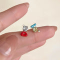 14K Gold Plated Copper Enamel Graffiti Asymmetric Geometric Mini Stud Earrings