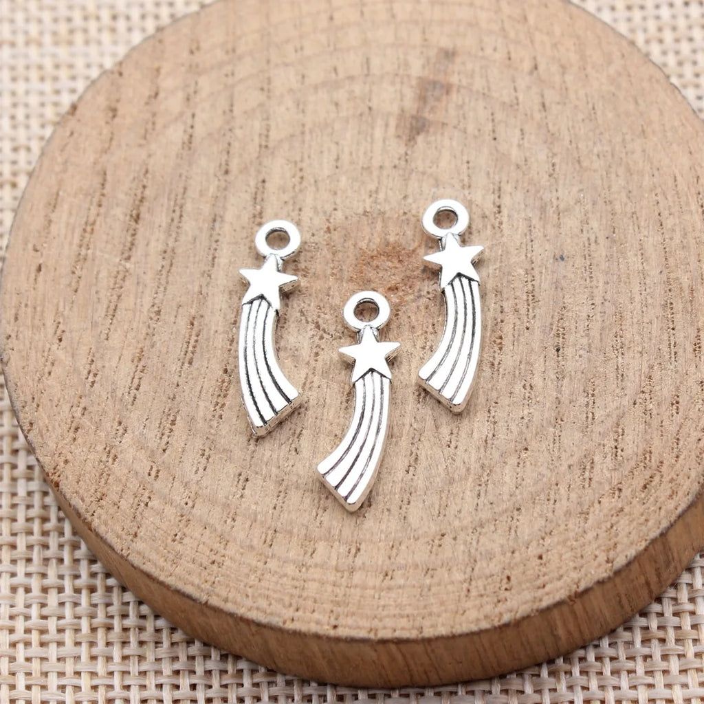 20x5.4mm 0.64g Zinc Alloy Star Comet Charm Pendant for DIY Celestial Necklace Bracelet Making