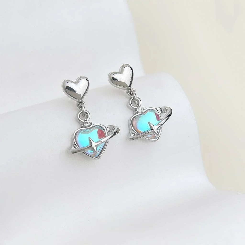 Style Silver Plated Eco Copper Heart Stud Earrings Minimalist Geometric Jewelry