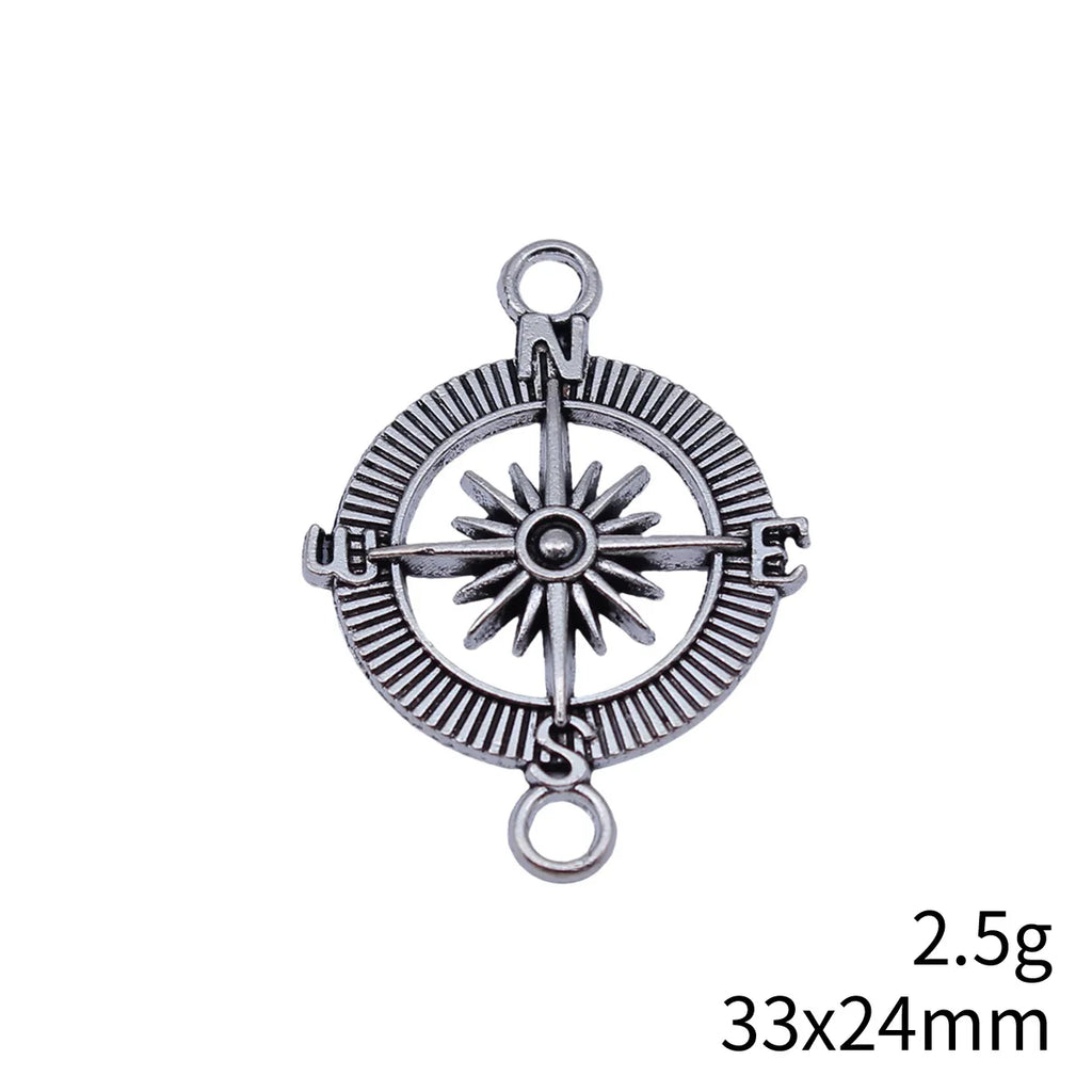 33x24mm 2.5g Multicolor Zinc Alloy Compass Connector Charm for DIY Necklace Bracelet Jewelry