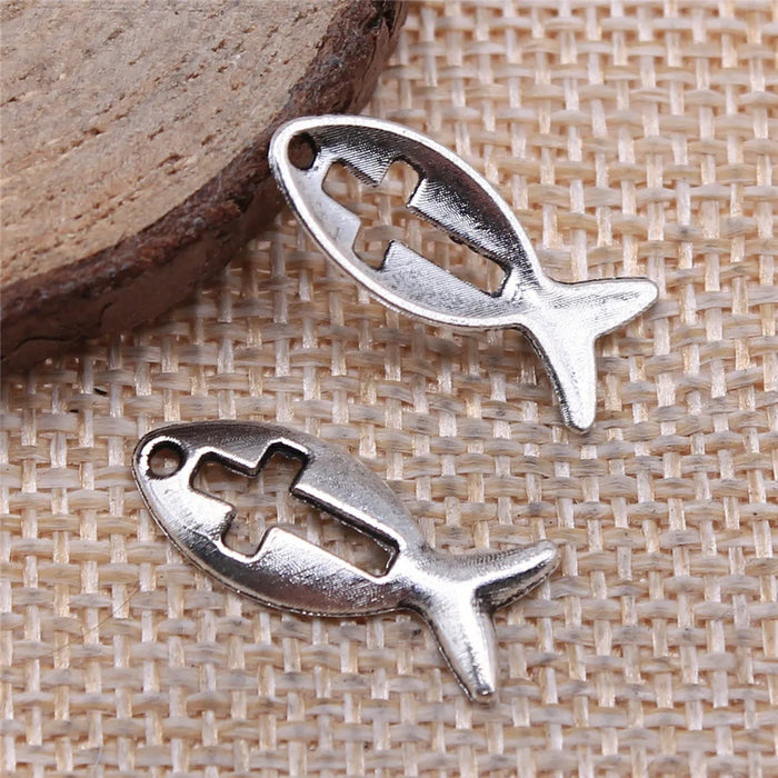 8x20mm 0.7g Zinc Alloy Cross Fish Charm Pendant for DIY Necklace Bracelet Jewelry Making