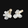 Elegant White Enamel Flower Petal Alloy Stud & Clip On No Piercing Korean Fashion Drop Earrings
