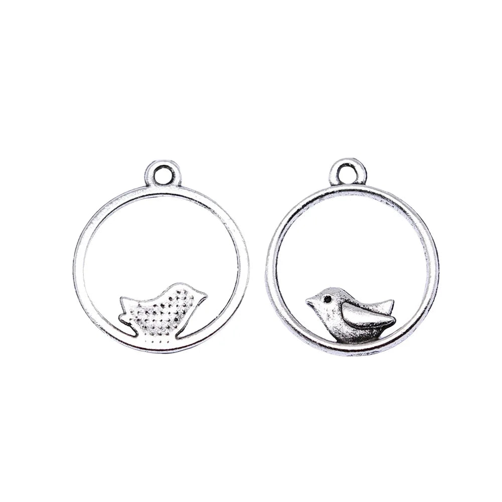 18x20mm 0.7g Multicolor Zinc Alloy Bird Charm Pendant for DIY Necklace Bracelet Making