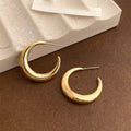 14K Gold Plated Copper Geometric Round Hoop Drop Earrings For Women Minimalist Office Jewelry