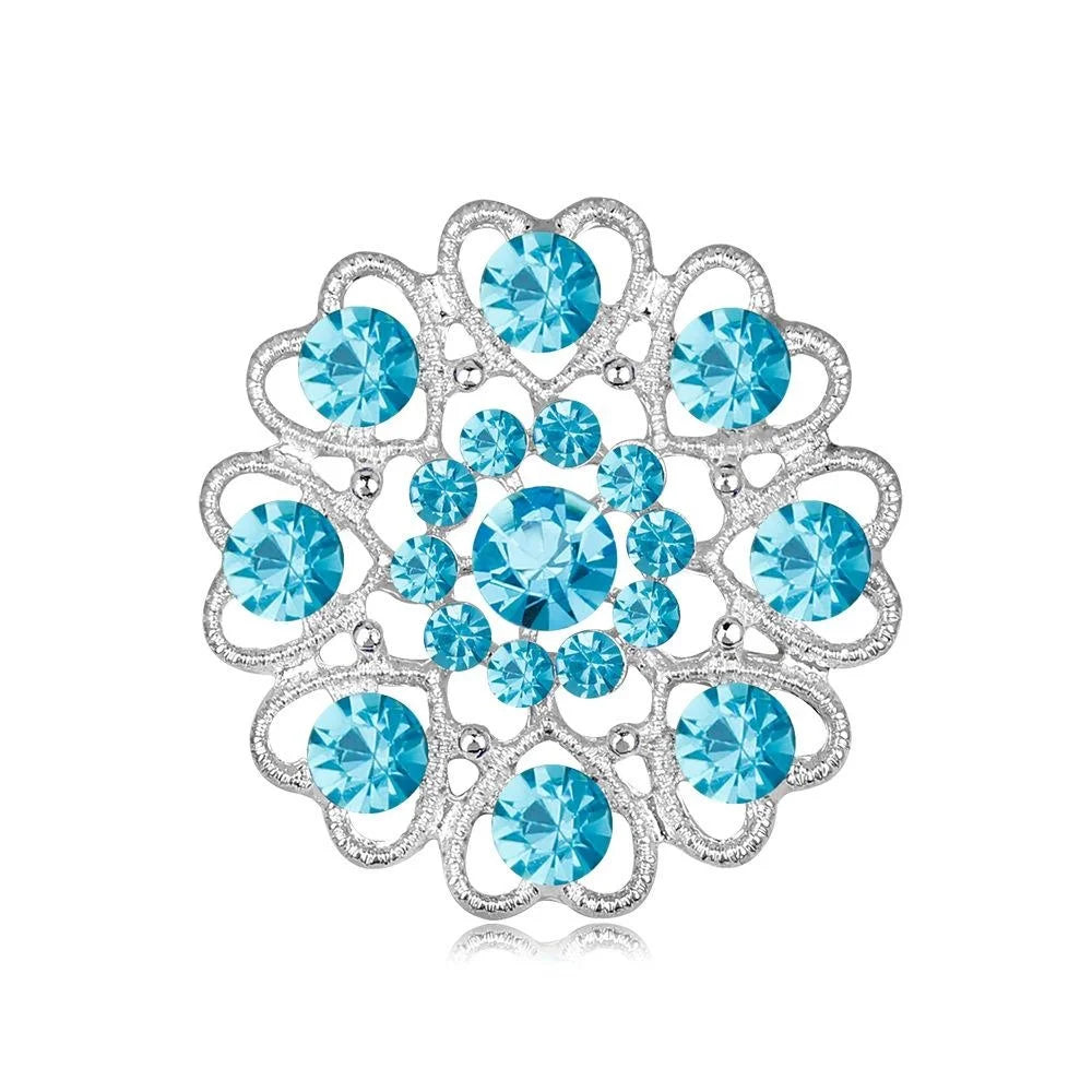 Elegant Hollow Heart Flower Rhinestone Alloy Brooch, Sparkling Lapel Pin Corsage Suit Accessory Gift