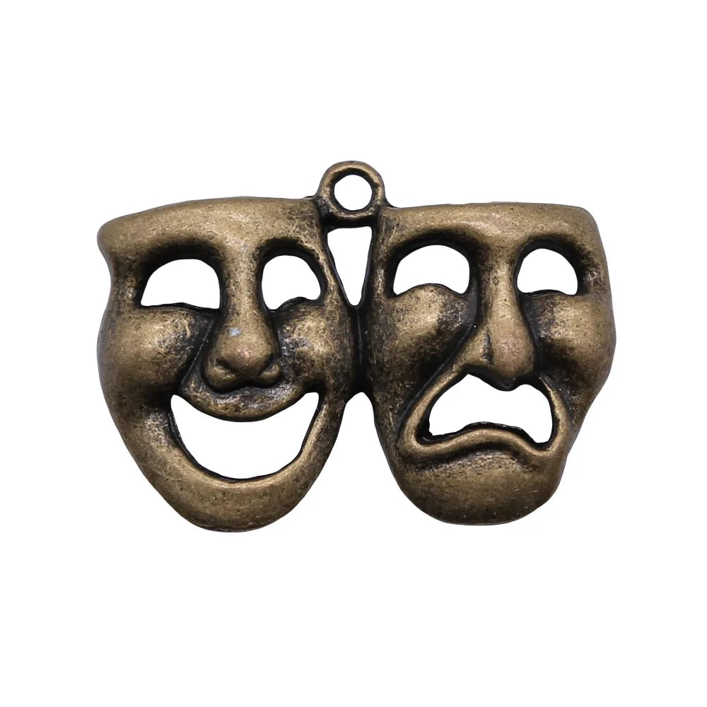30x23mm 3.1g Multicolor Zinc Alloy Comedy Tragedy Smiling Crying Face Charm Pendant for DIY Jewelry