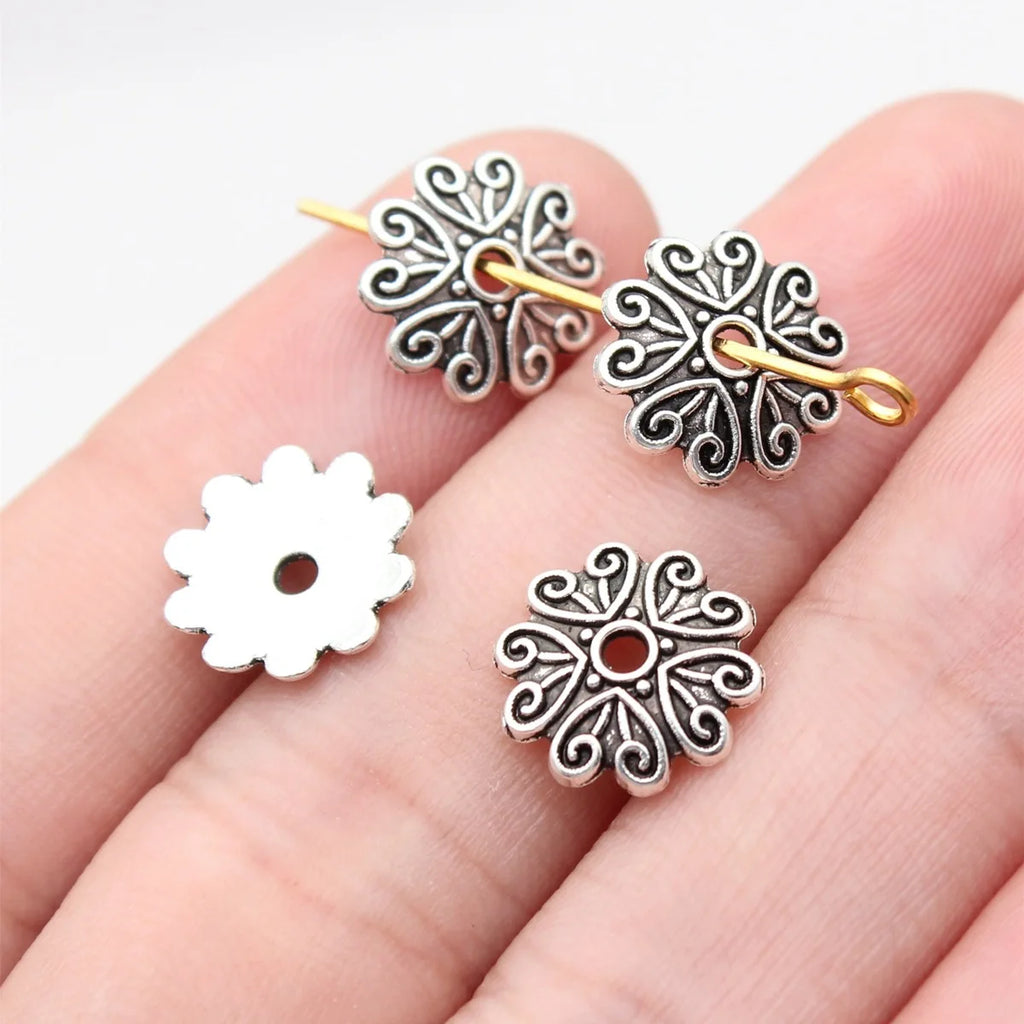 11x11x2.3mm 0.4g Multicolor Zinc Alloy Flower Bead Caps for Beaded Necklace Bracelet DIY Jewelry