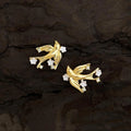 Original Chinese Style Flying Bird Micro Pave Zircon Eco Copper Stud Earrings