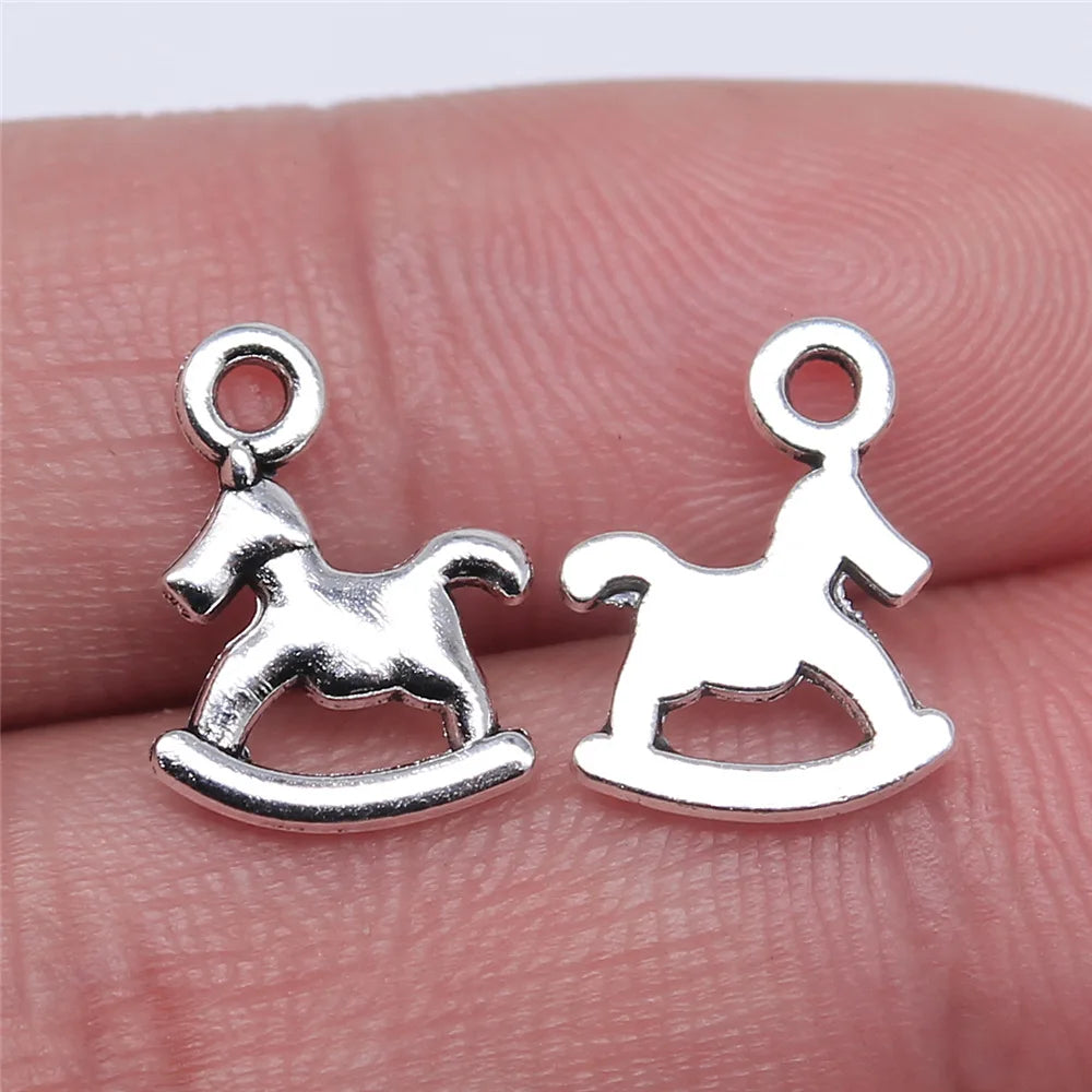 13x10mm 0.5g Antique Silver Zinc Alloy Rocking Horse Charm Pendant for DIY Bracelet Jewelry Making