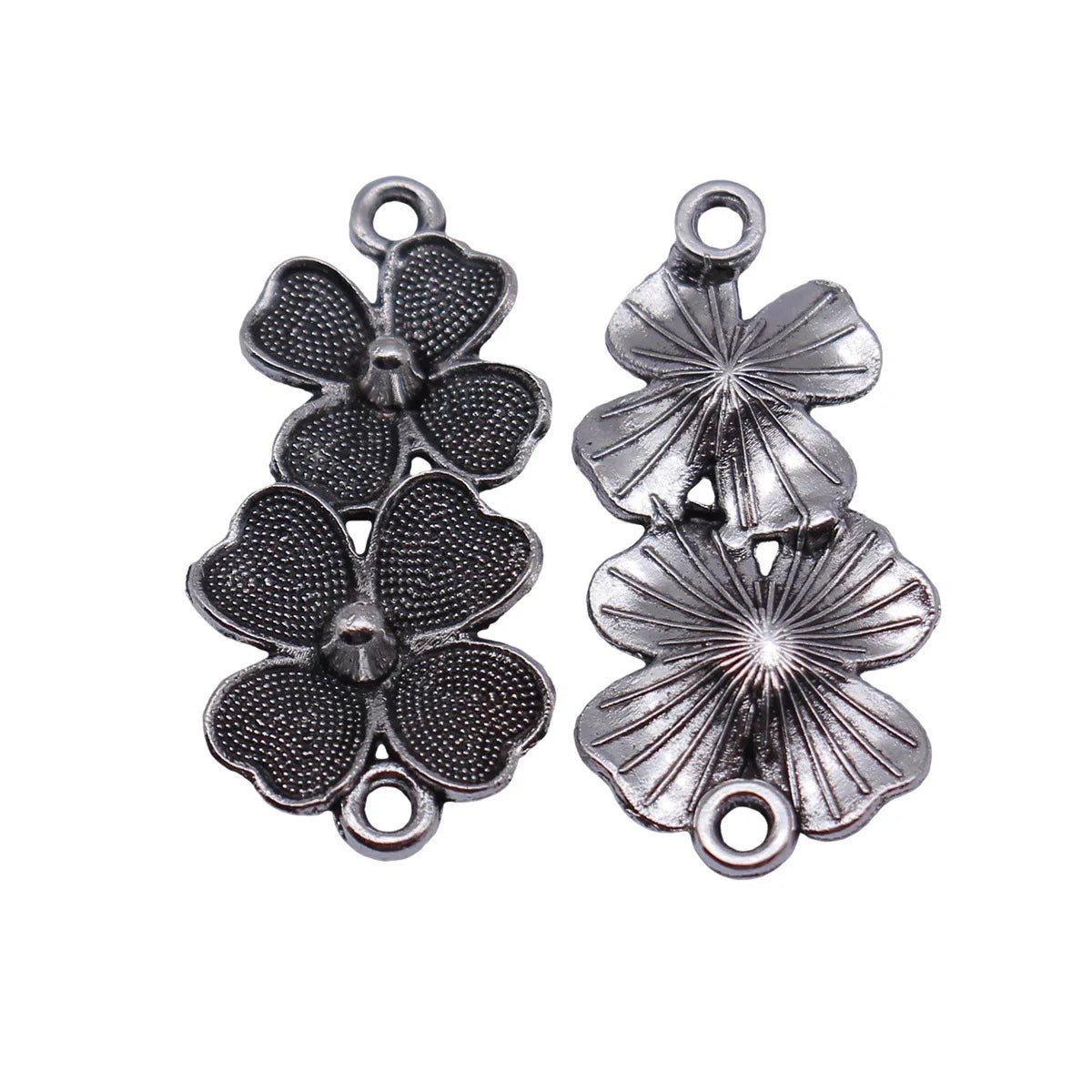 26x12mm 1g Antique Silver Zinc Alloy Chinese Flower Connector Charm for DIY Earrings Jewelry