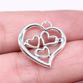 20x20mm 1.3g Antique Silver Zinc Alloy Heart Charm Pendant for DIY Necklace Bracelet Making