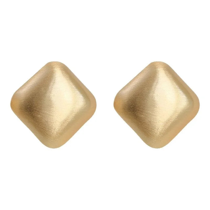 Brushed Matte Copper Square Geometric Stud Earrings With Silver Plated Pins