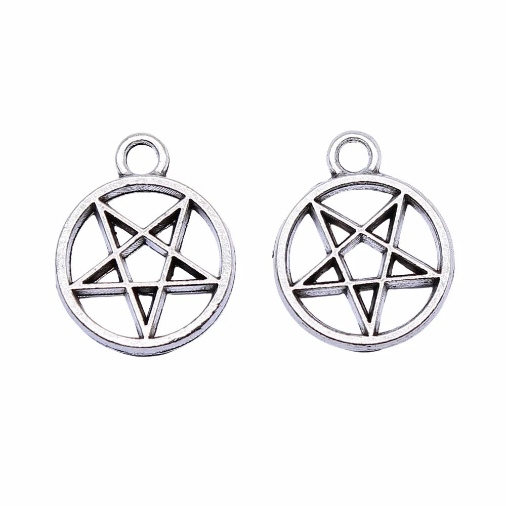 13x13mm 0.95g Multicolor Zinc Alloy Round Five Point Star Charm Pendant for DIY Bracelet Necklace Making